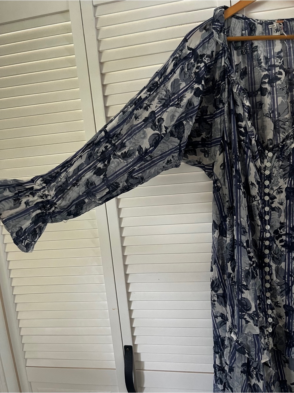 Free People Boho Navy and White Floral Maxi Dress - Picture 3 of 6